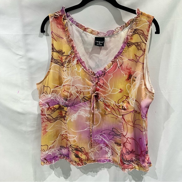 Tribal Abstract Sheer Tie Front Top - Picture 4 of 7